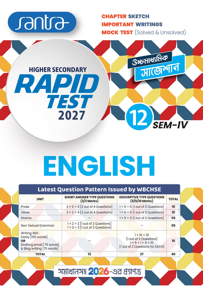 Higher Secondary Rapid Test (Class XII, Sem 4) 2026-27 –  English